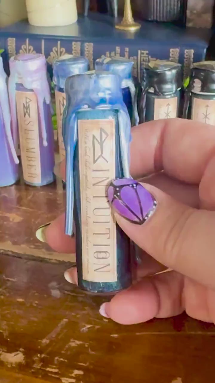 Pocket Spell Intuition Potion | Labradorite Crystal | Witchcraft Altar Decor | Insight Ritual Jar