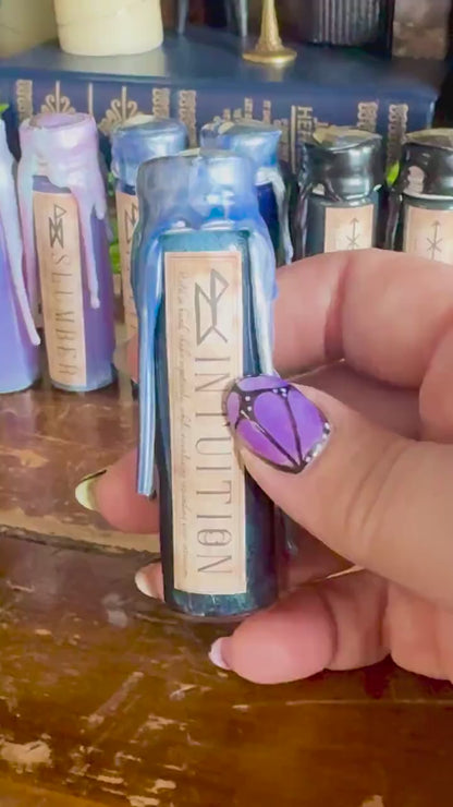 Pocket Spell Intuition Potion | Labradorite Crystal | Witchcraft Altar Decor | Insight Ritual Jar