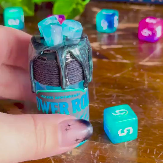 D6 Dice Roller Potion | Electric Blue Power Roll | D&D TTRPG Dice Rolling Prop