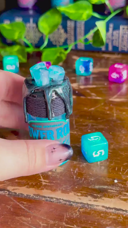 D6 Dice Roller Potion | Electric Blue Power Roll | D&D TTRPG Dice Rolling Prop