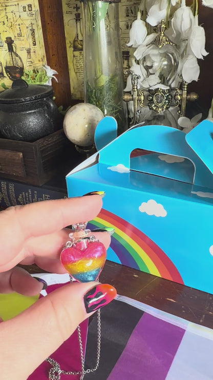Pansexual Pride Flag Heart Pendant | Handmade LGBTQ+ Glass Necklace | Queer Gift | Pride Jewelry