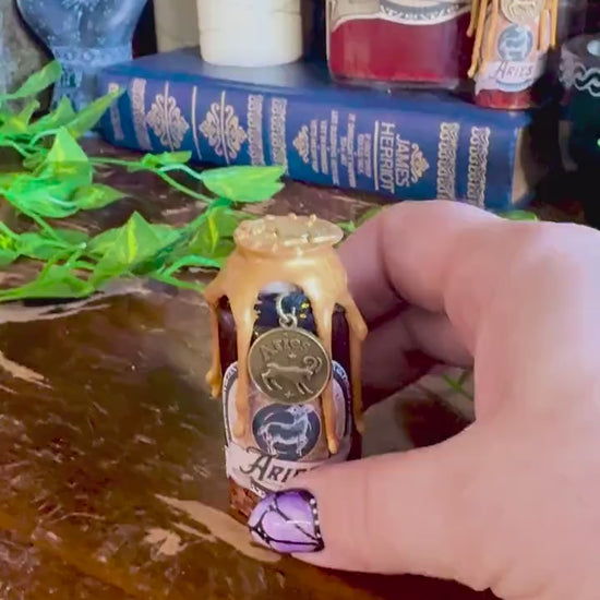 Mini Zodiac Aries Potion Collectible | Astrology Decor | Witchy Display Bottle