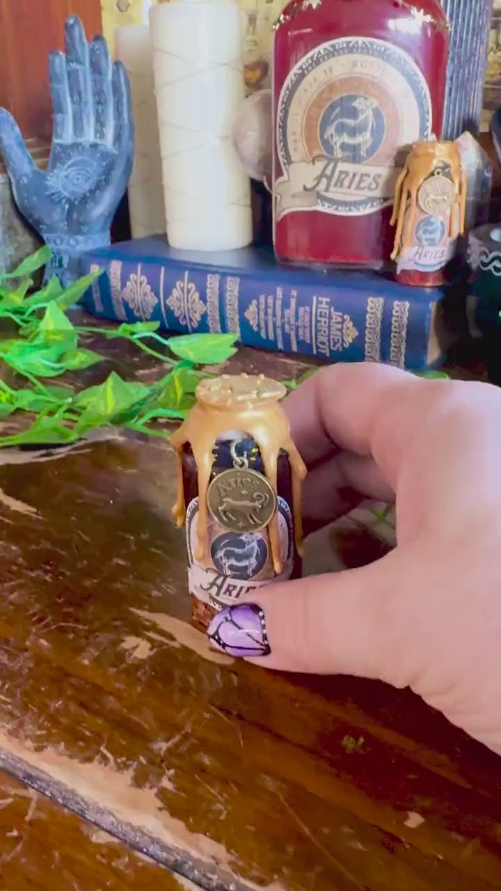 Mini Zodiac Aries Potion Collectible | Astrology Decor | Witchy Display Bottle
