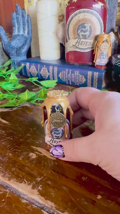 Mini Zodiac Aries Potion Collectible | Astrology Decor | Witchy Display Bottle